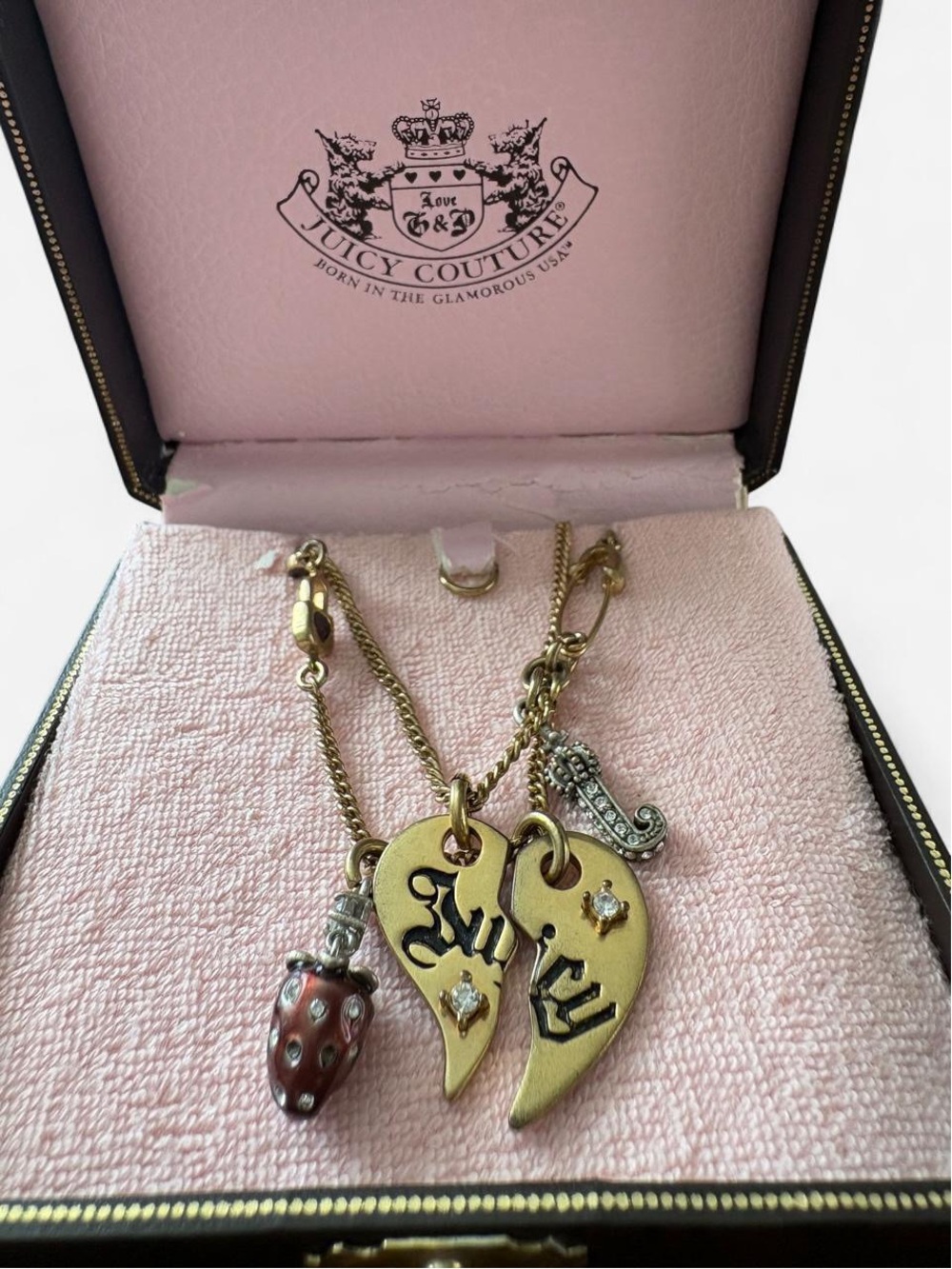 Rare Vintage Juicy Couture Y2K Matching Friendship Necklace Set Strawberry
